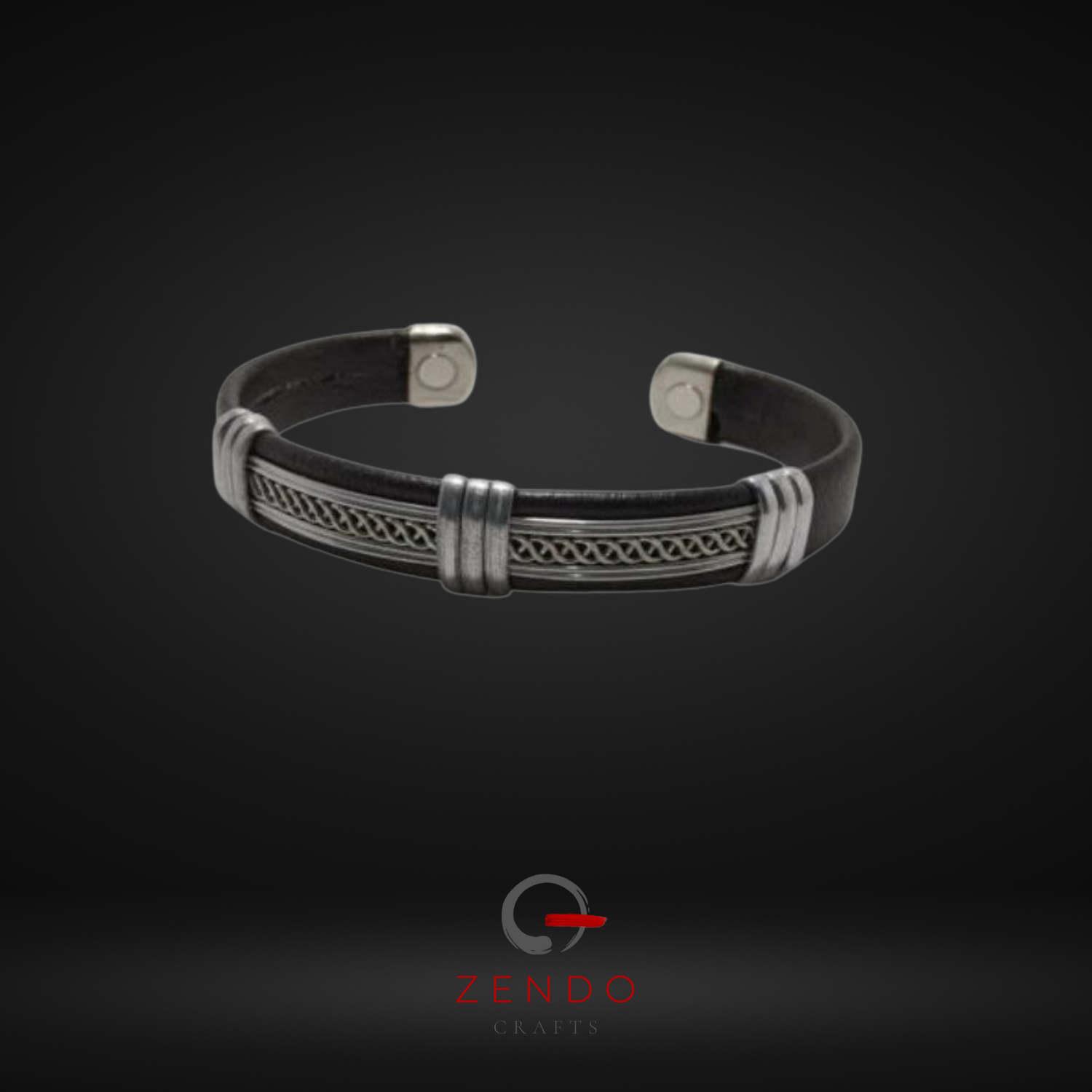 Copper Leather Wrapped Magnetic Bracelet