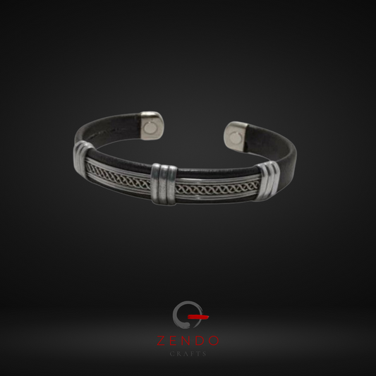 Copper Leather Wrapped Magnetic Bracelet