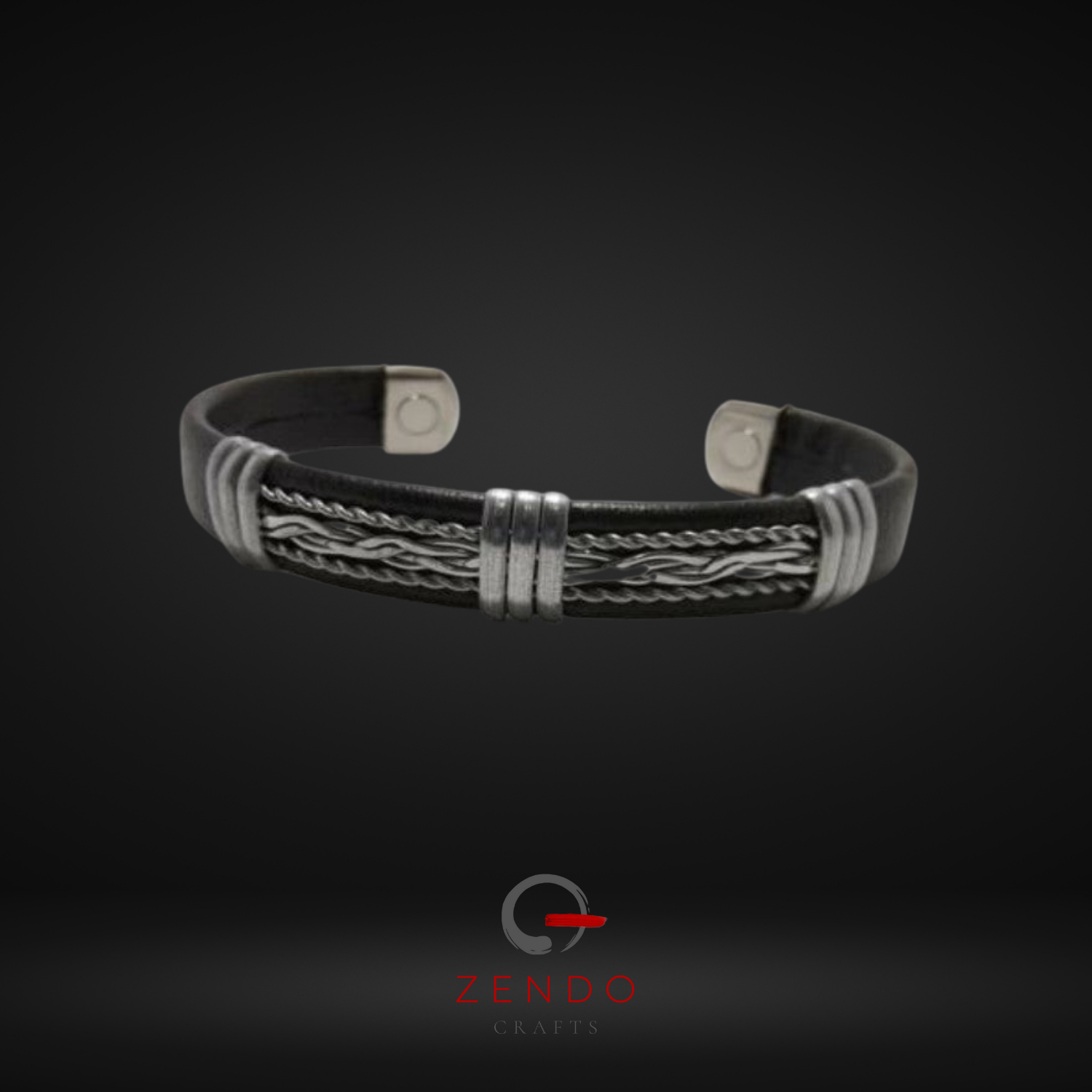 Copper Leather Wrapped Magnetic Bracelet