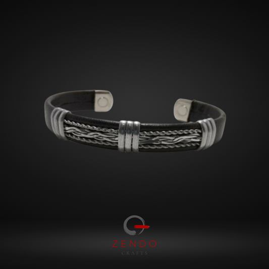 Copper Leather Wrapped Magnetic Bracelet
